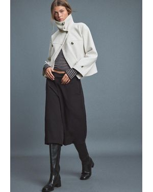 Stradivarius Giacca Doppiopetto Collo Alto Soft Touch - Grigio