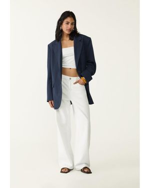 Stradivarius Blazer Oversize Con Tasche - Blu