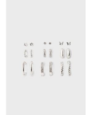 Stradivarius Set 9 Orecchini Cerchio Farfalla - Blu