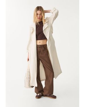 Stradivarius Trench Fluido Lungo Con Cintura - Neutro
