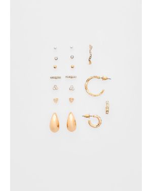 Stradivarius Set 9 Orecchini Mini Goccia - Bianco