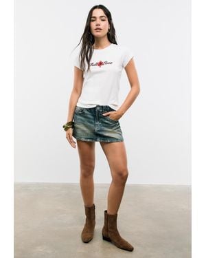 Stradivarius Maglietta Grafica Testo - Bianco
