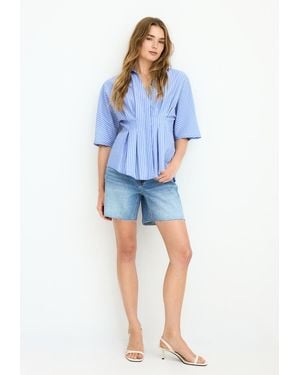 Stradivarius Camicia Popeline Pieghe Maniche Giapponesi - Blu