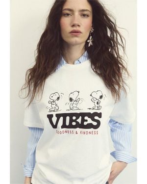 Stradivarius Maglietta A Maniche Corte Peanuts - Grigio