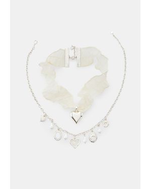 Stradivarius Set Di Collane Doppio Filo Con Charm - Bianco