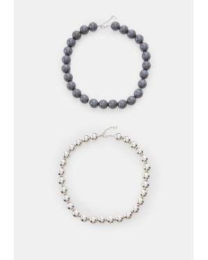 Stradivarius Set 2 Collane Con Palline - Bianco