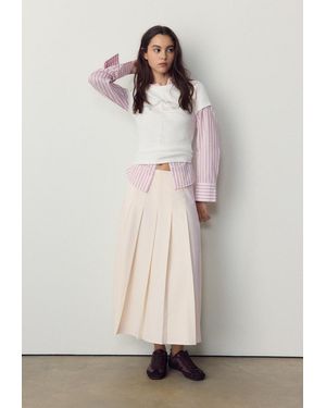 Stradivarius Gonna Midi A Pieghe - Neutro