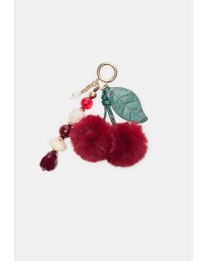 Stradivarius Portachiavi Con Charm Ciliegia E Perline - Rosso