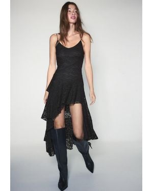 Stradivarius Vestito Con Spalline Asimmetrico - Nero