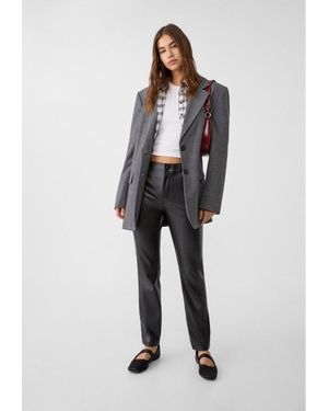 Stradivarius Pantaloni Skinny Effetto Pelle - Nero