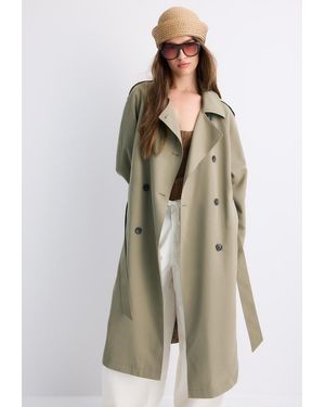 Stradivarius Trench Lungo Fluido - Multicolore