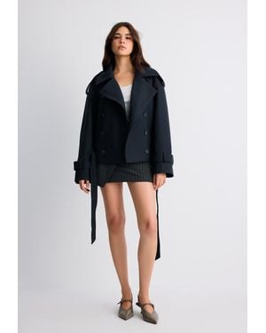 Stradivarius Trench Oversize Dal Tocco Morbido - Nero