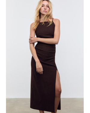 Stradivarius Vestito Halter Midi A Righe - Viola