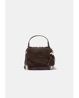 Stradivarius Borsa A Secchiello Crochet Combinata - Marrone