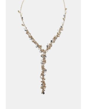 Stradivarius Collana Lunga Lariat Con Perline - Metallizzato