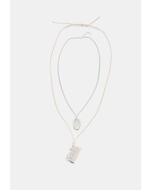 Stradivarius Set 2 Collane Doppie Con Pendente Pettine - Bianco
