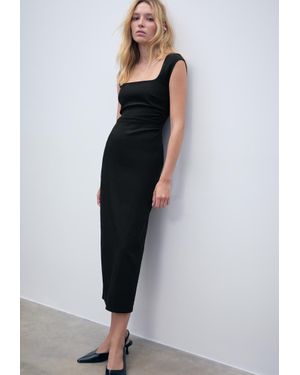 Stradivarius Abito Midi Con Drappeggi - Blu
