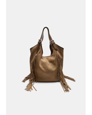 Stradivarius Borsa Effetto Camoscio Maxi Frange - Multicolore