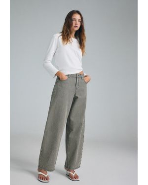 Stradivarius D80 Jeans Barrel A Righe - Grigio