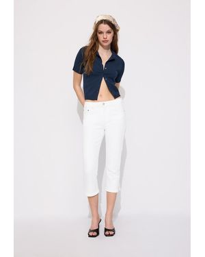 Stradivarius Cardigan Con Bottoni Colletto Con Fascetta - Bianco