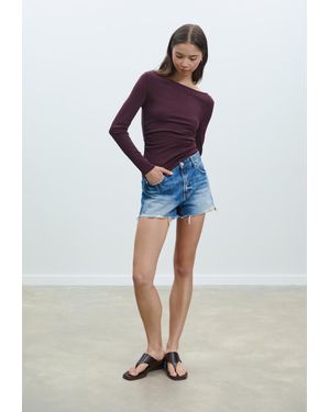Stradivarius Maglietta A Maniche Lunghe Arricciata - Blu