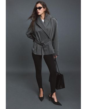 Stradivarius Trench Fluido Con Collo A Scialle E Cintura - Grigio