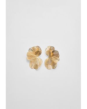 Stradivarius Orecchini A Ventaglio Con Fiore E Texture - Bianco