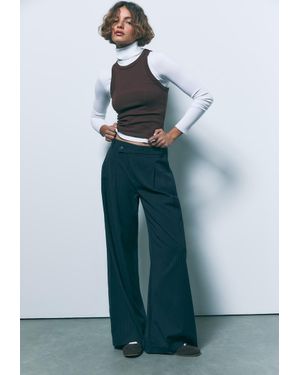 Stradivarius Pantaloni Eleganti Casual A Righe Con Cintura Incrociata - Verde