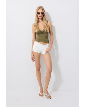 Stradivarius Top Attillato Con Spalline Larghe - Bianco