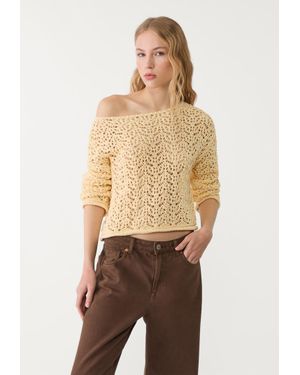 Stradivarius Maglia Traforata Collo A Barchetta - Neutro