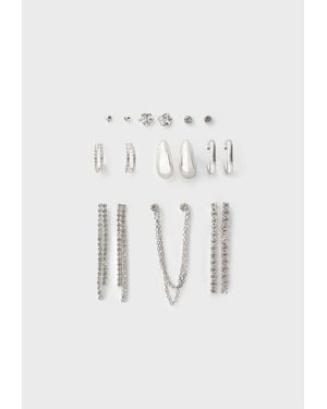 Stradivarius Set 9 Orecchini Fiori E Brillanti - Neutro