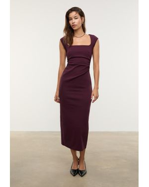 Stradivarius Abito Midi Con Drappeggi - Rosso