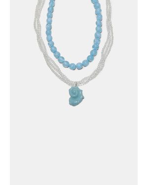Stradivarius Set 2 Collane Perline Conchiglia - Blu