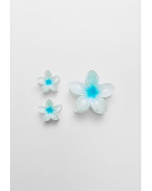 Stradivarius Set Di 3 Pinze A Fiore - Blu