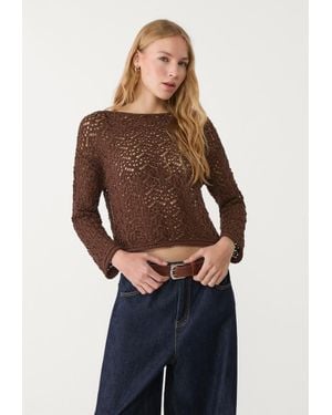 Stradivarius Maglia Traforata Collo A Barchetta - Blu