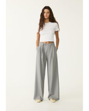 Stradivarius Pantaloni Eleganti Ampi Con Dettaglio Fibbia - Blu