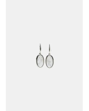 Stradivarius Orecchini A Pendente Ovali Con Pizzo - Bianco
