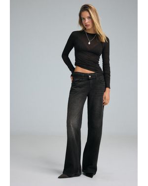 Stradivarius Jeans Wide Leg Doppia Vita - Nero