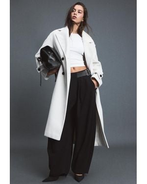 Stradivarius Cappotto Lungo Oversize Tatto Morbido - Grigio
