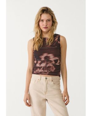Stradivarius Top Tulle Stampato - Neutro