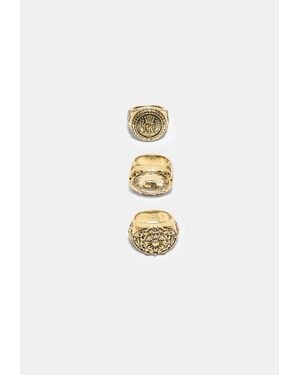 Stradivarius Set Di 3 Anelli Incisi - Bianco