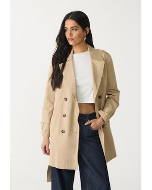 Stradivarius Trench Basico Regolare Cintura - Neutro