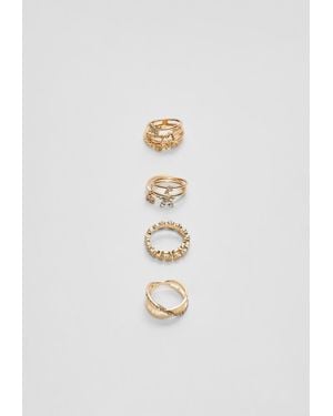 Stradivarius Set Di 9 Anelli Con Farfalla E Brillantini - Bianco