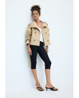 Stradivarius Trench A Collo Alto Con Cintura - Blu