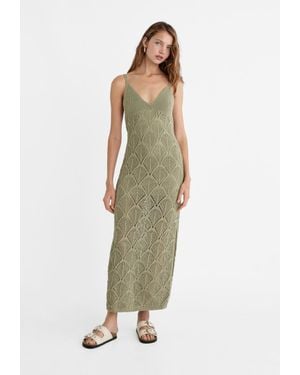 Stradivarius Vestito Crochet Spalline - Bianco