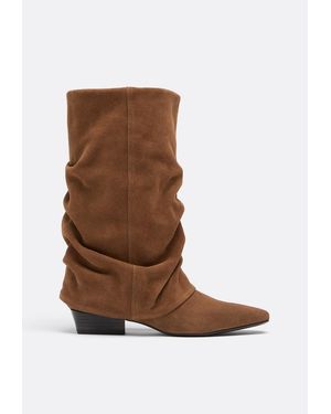 Stradivarius Stivali Bassi Joots Slouchy Pelle - Marrone