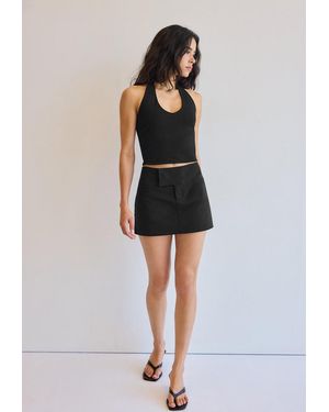 Stradivarius Gonna Pantalone Mini A Vita Alta - Nero