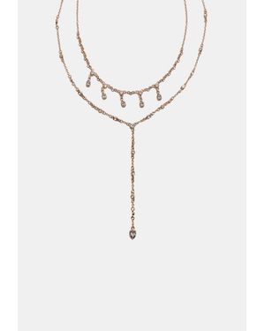 Stradivarius Collana Lariat Con Strass - Metallizzato