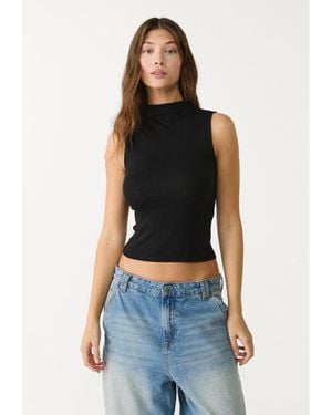 Stradivarius Maglietta Basic Aderente Mezzo Collo - Blu