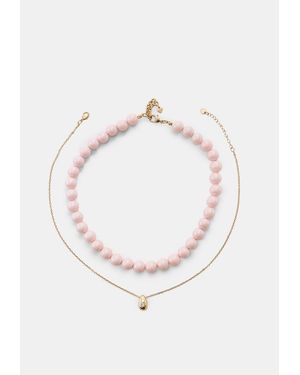 Stradivarius Set 2 Collane Palline - Bianco